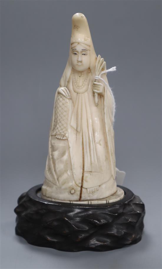 A 19th century Chinese ivory figure height 16cm